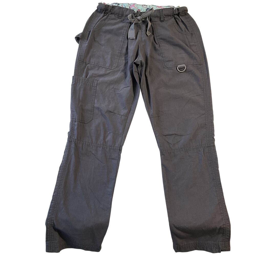 Green Town Women Pants XS Gray Cargo Button D-Ring 29" Inseam Outdoor Drawstring